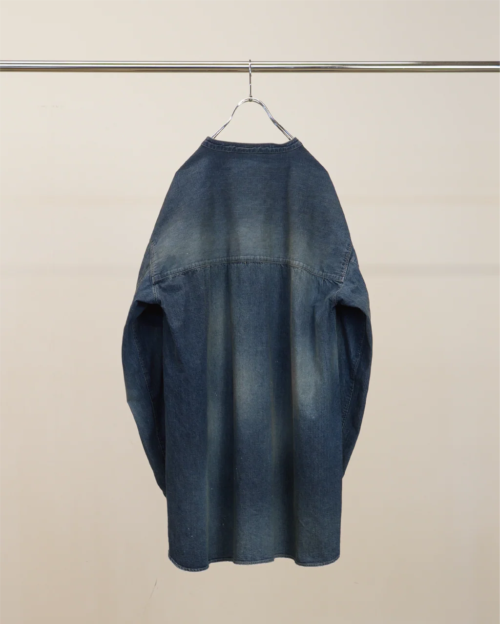 ANCELLM DENIM BAND COLLAR SHIRT