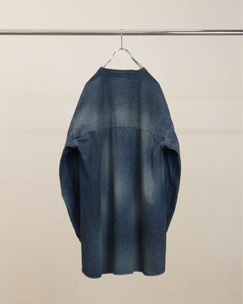 ANCELLM DENIM BAND COLLAR SHIRT