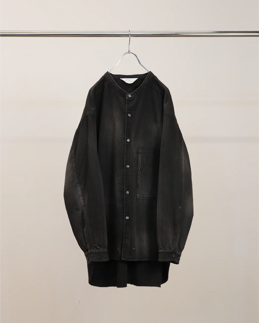 ANCELLM DENIM BAND COLLAR SHIRT
