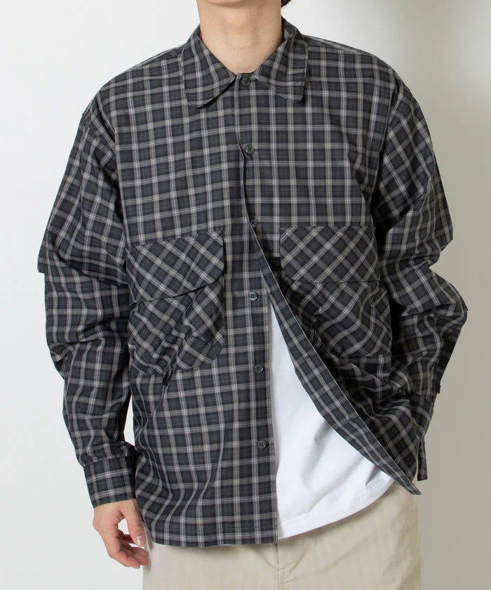 DAIWA PIER39 TECH SPORTS OPEN COLLAR SHIRT L/S GREN PLAID