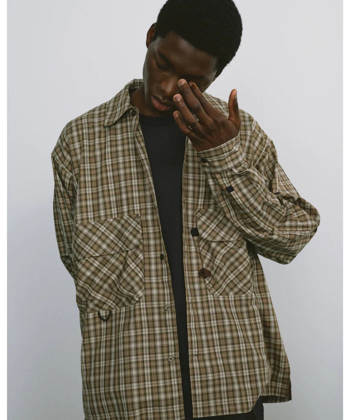 DAIWA PIER39 TECH SPORTS OPEN COLLAR SHIRT L/S GREN PLAID