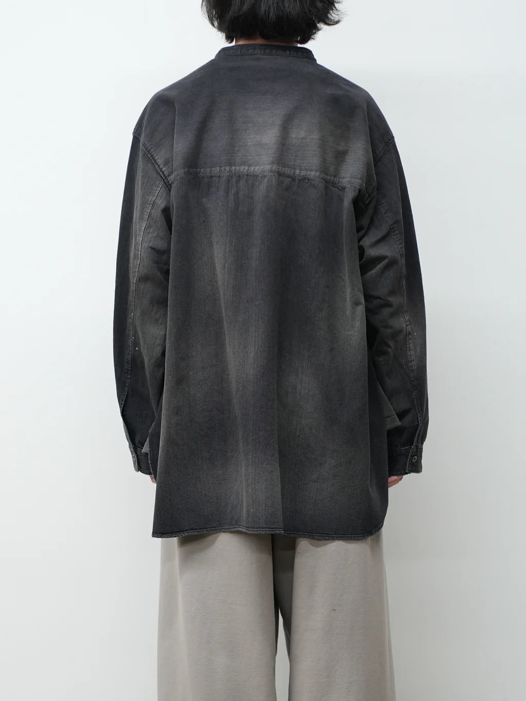 ANCELLM DENIM BAND COLLAR SHIRT