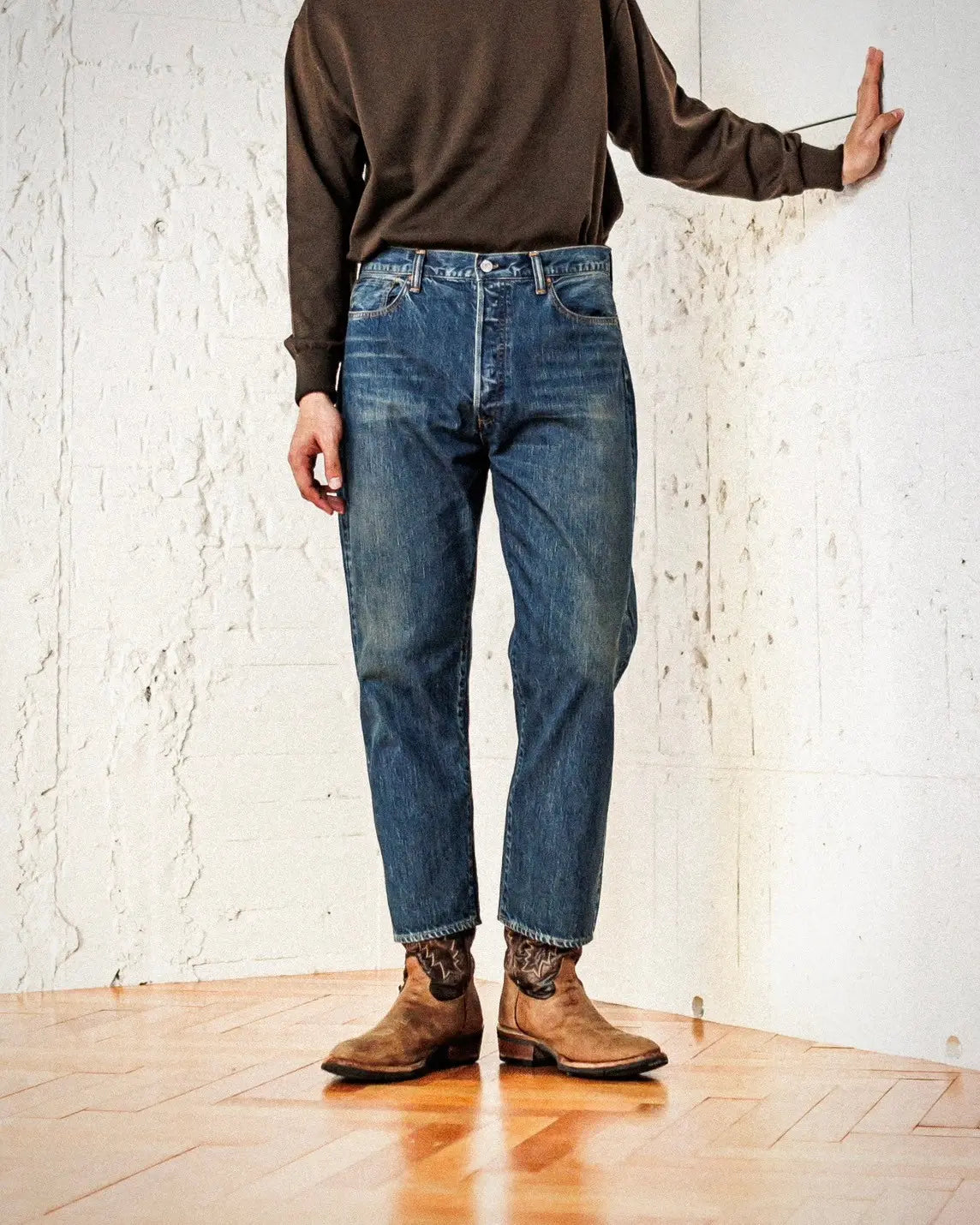 A.PRESSE Washed Denim Wide Pants